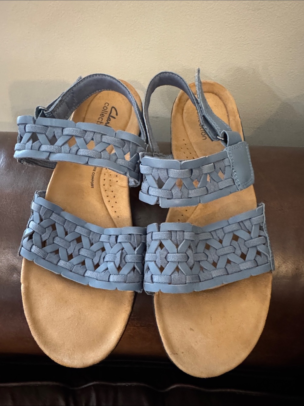 Clarks Light Blue Braided Slingback Sandals